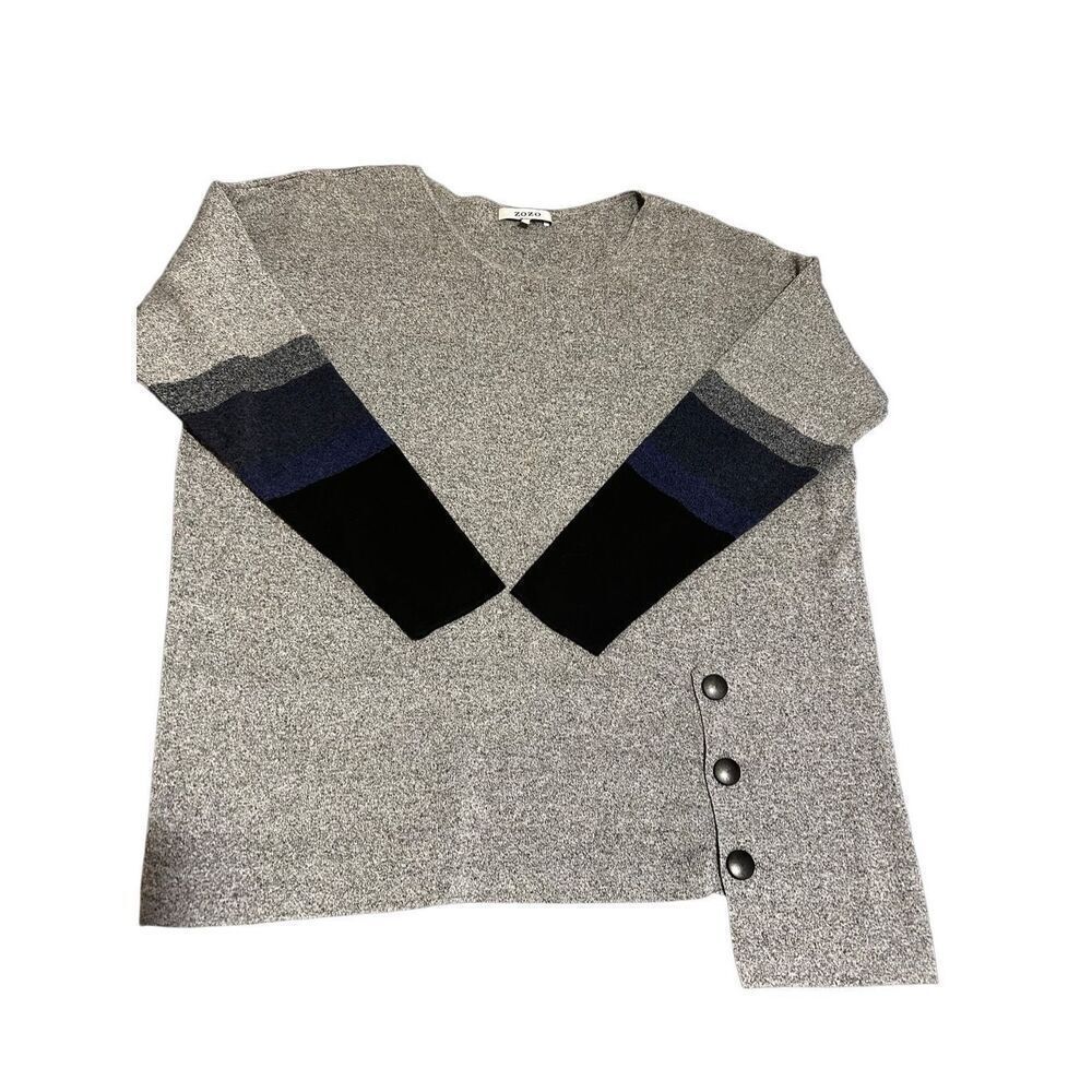 Zozo Women’s Size M Gray Crew 3/4 Lgth Sleeve Tunic Sweater - Picture 4 of 10